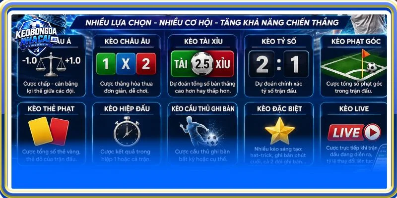 Các loại kèo cược nhà cái phổ biến hôm nay dành cho người chơi tham khảo